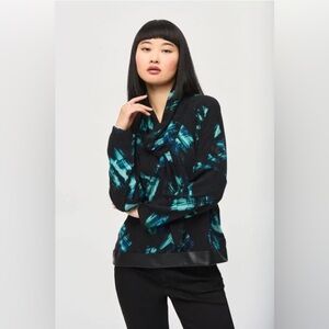 NWT Joseph Ribkoff Black & Aqua Blouse - 6